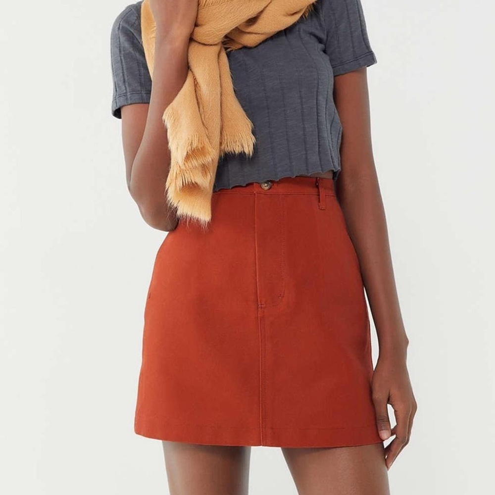 Urban outfitters canvas mini skirt vintage material rust sz S
